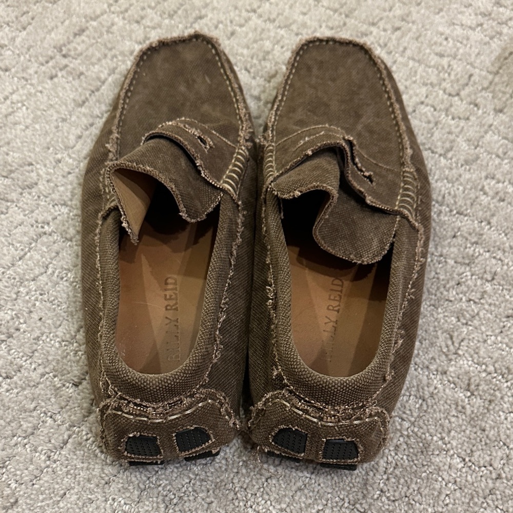 Billy Reid Distressed Canvas Brown Men's Slip-Ons